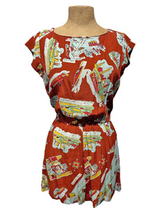 Cinnamon NYC Print 1940s Style Sample Romper