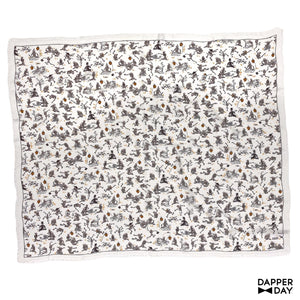 'Kyōsai Skeletons' Silk Scarf (White)