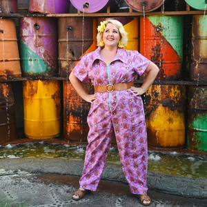 Cheeky Tiki Monkeys Jumpsuit in Magenta