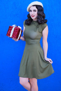 Olive Dot Bombshell Dress