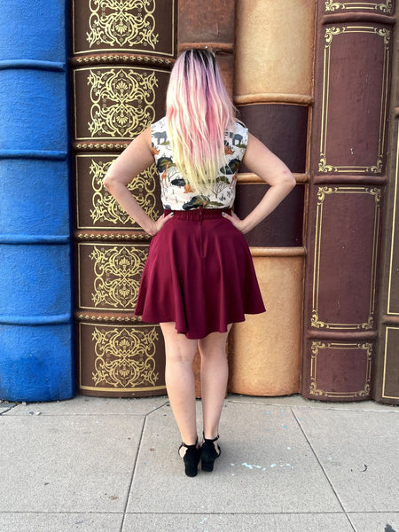 Burgundy Skater Skirt