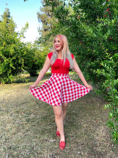 Red Gingham Skater Skirt