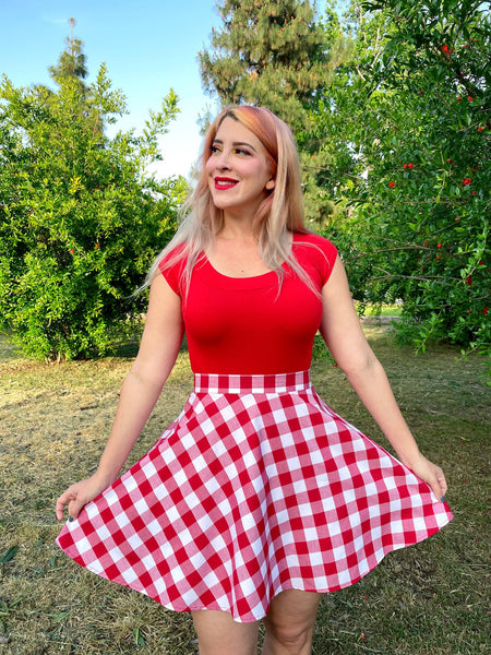 Red Gingham Skater Skirt