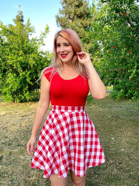 Red Gingham Skater Skirt