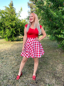 Red Gingham Skater Skirt