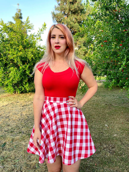 Red Gingham Skater Skirt