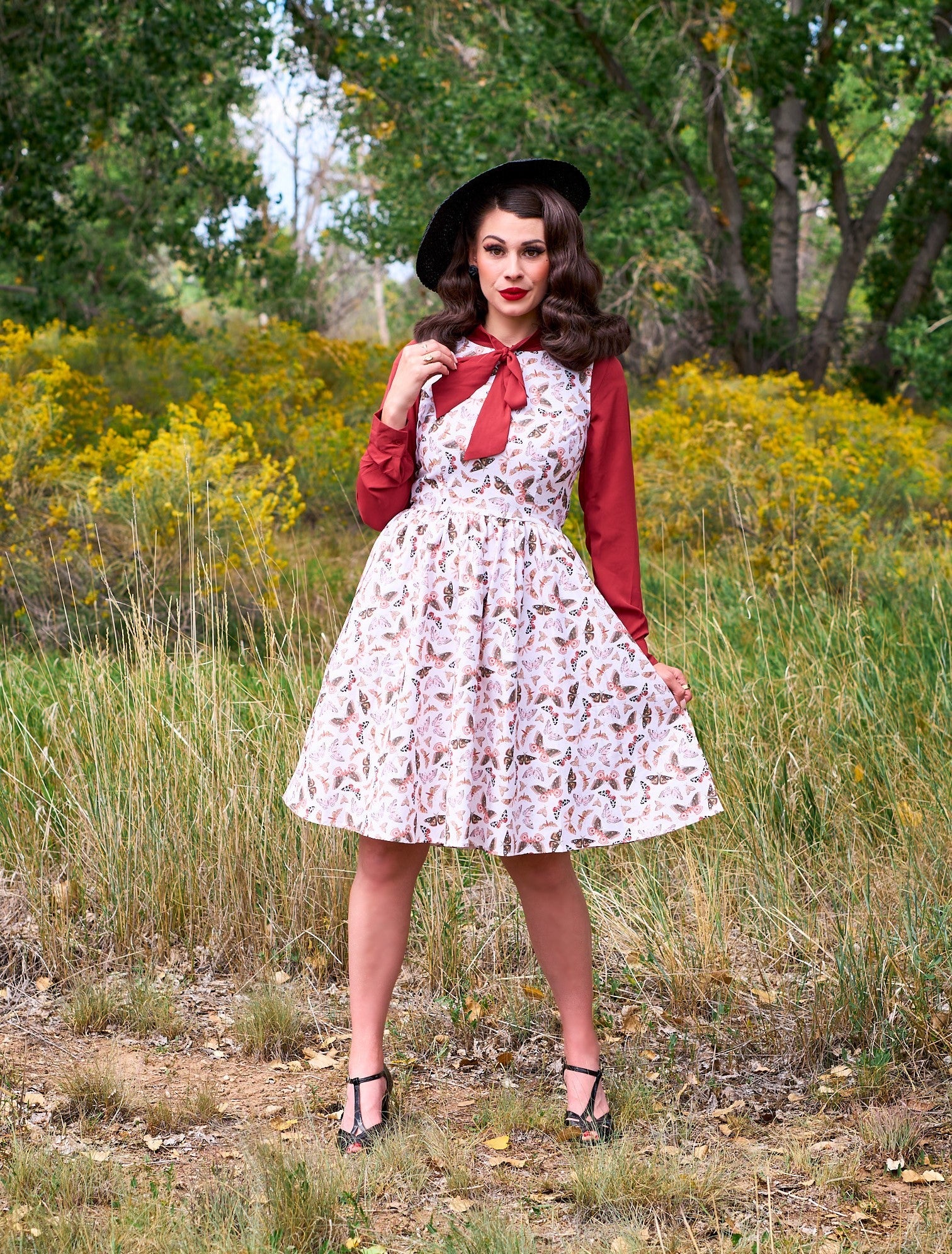 Butterfly Vintage Dress in Cream