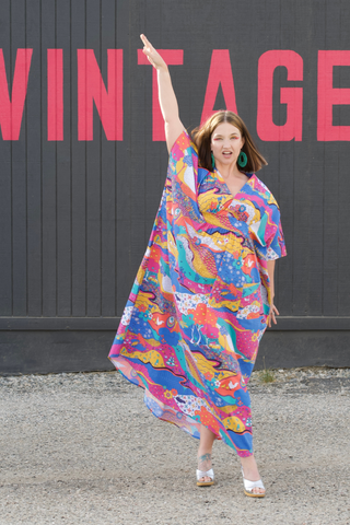 Luscious Landscape Maxi Caftan in Periwinkle Twinkle