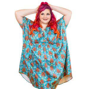 Monkey Business Midi Caftan in Blue Hawaiian