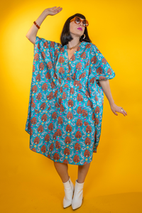 Monkey Business Midi Caftan in Blue Hawaiian