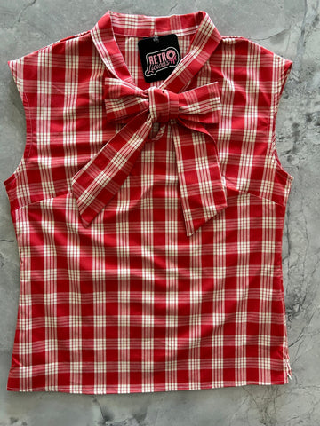 Red Plaid Bow Top