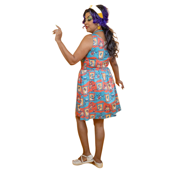 Brownstone Betties Fit & Flare Midi Dress in Red & Blue