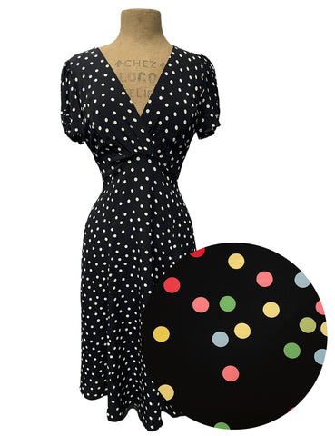 PREORDER - Black Circus Dot Retro Inspired Rita Dress