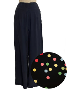 PREORDER - Black Circus Dot High Waisted Palazzo Pants