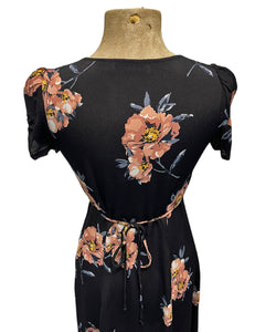 Black Dogwood Floral Print Rita Dress