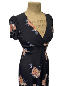 Black Dogwood Floral Print Rita Dress