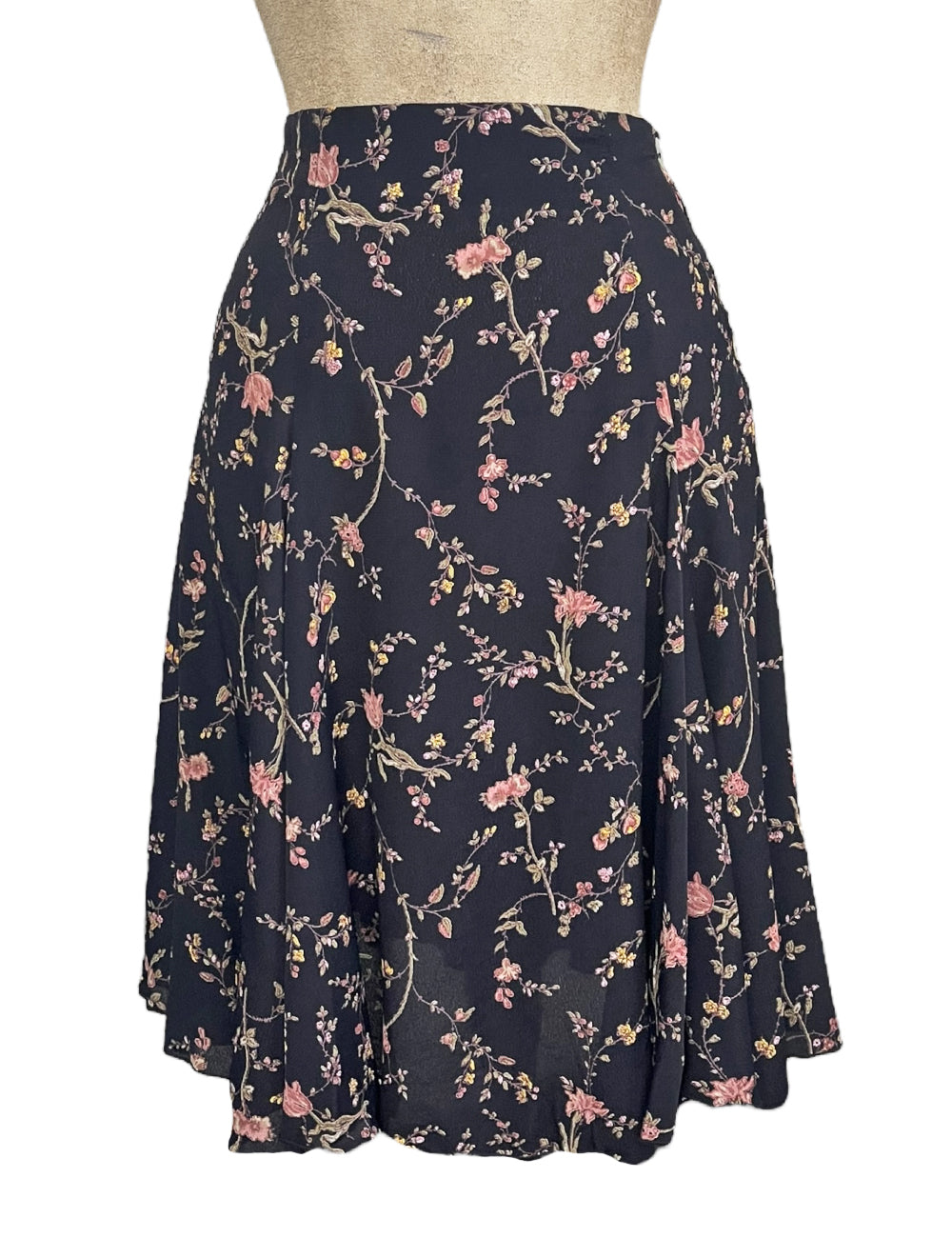 Black Fall Vine Floral Venice Beach Swing Skirt