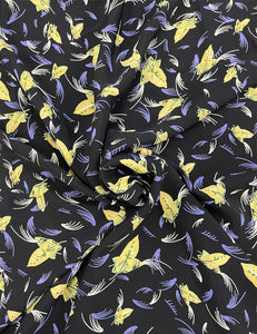 Black Feather Print Rayon Crepe Fabric - 1.66 yds