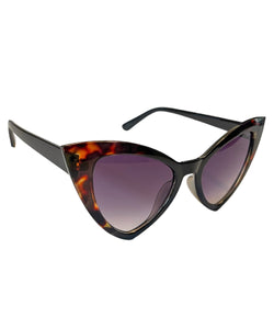 Black & Tortoise Chic Drama Cat Eye Sunglasses