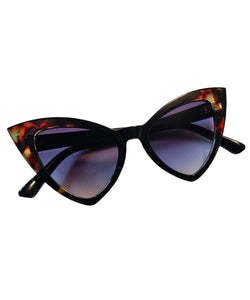 Black & Tortoise Chic Drama Cat Eye Sunglasses