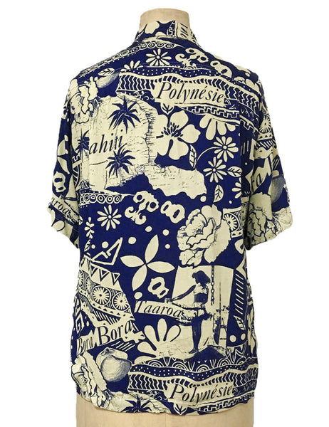 Blue South Seas Soft Men's Button Up Tiki Sonny Shirt