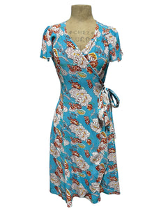 Blue Spanish Porcelain Biasa Wrap Dress