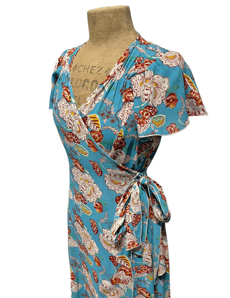 Blue Spanish Porcelain Biasa Wrap Dress