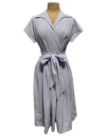 Scout for Loco Lindo 1940s Style Blue Seersucker Willow Dress