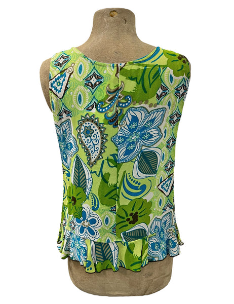 Neon Green Sleeveless Ruffle Blouse Sample