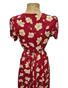 Burgundy Red Floral Print Rita Dress