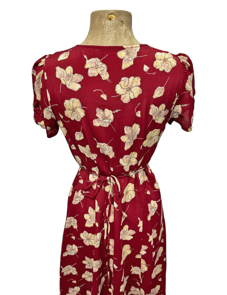 Burgundy Red Floral Print Rita Dress