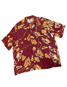 Burgundy & Orange California Map Print Men's Sonny Sample Shirt