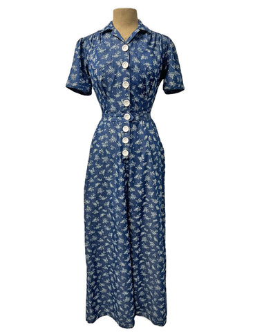 Scout for Loco Lindo Denim Printed Chambray 1940s Pacific Coveralls