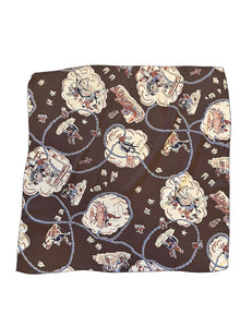 Brown Western Print Square Hair & Neck Scarf - 24x24"