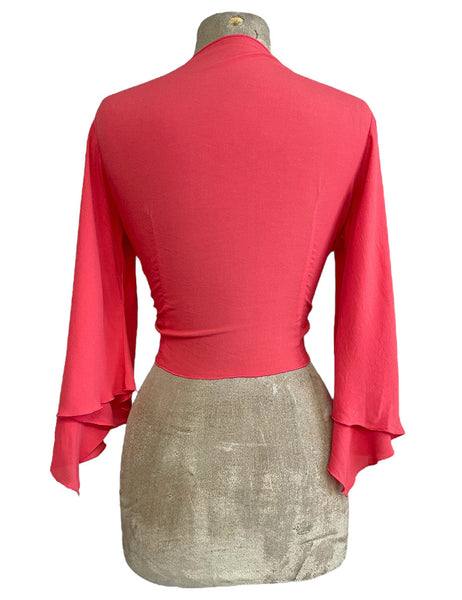 Coral Pink Angel Wing Crop Tie Top & Cover Up