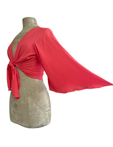 Coral Pink Angel Wing Crop Tie Top & Cover Up