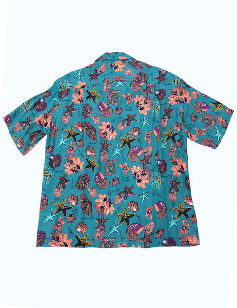 Doris Mayday for Loco Lindo - Teal Star of the Sea Men's Sonny Button Up Shirt