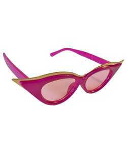 Fuchsia Pink Gold Iconic Cat Eye Sunglasses