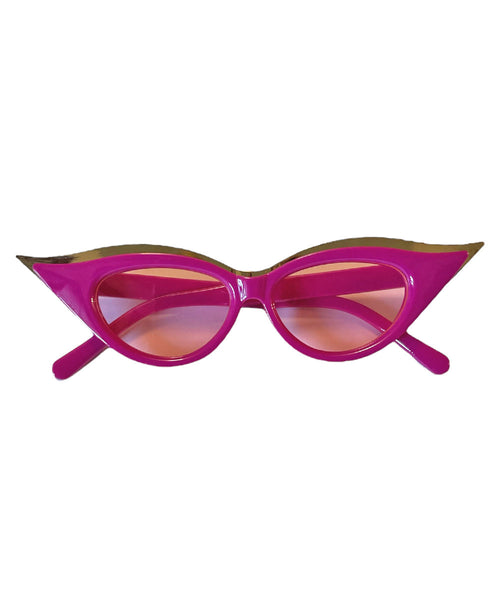 Fuchsia Pink Gold Iconic Cat Eye Sunglasses