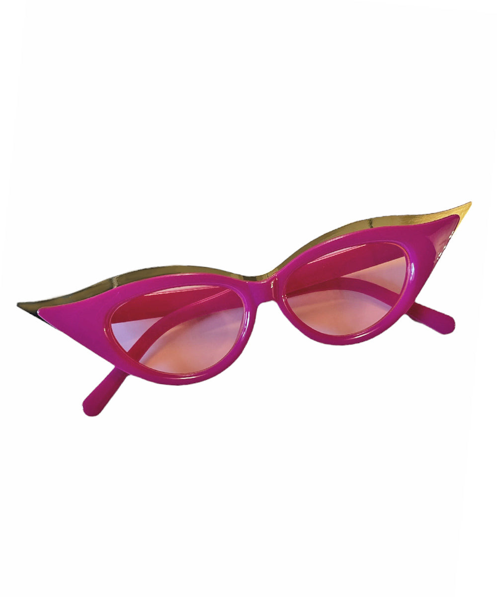 Fuchsia Pink Gold Iconic Cat Eye Sunglasses