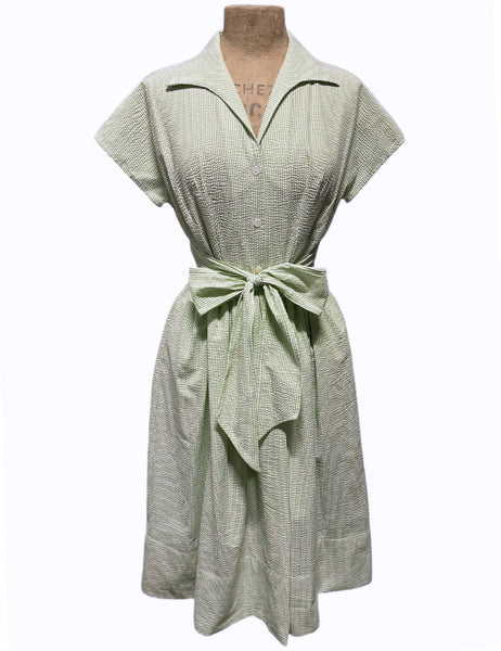 Scout for Loco Lindo 1940s Style Lime Green Seersucker Willow Dress