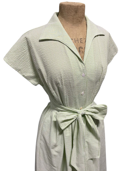 Scout for Loco Lindo 1940s Style Lime Green Seersucker Willow Dress