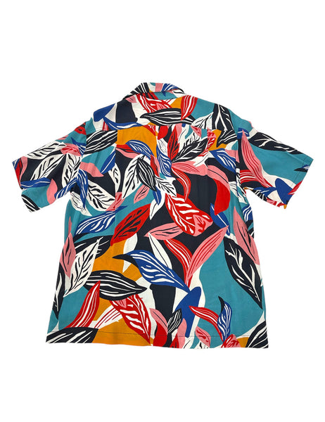 Colorful Tropical Leaves Print Men's Sonny Button Up Shirt