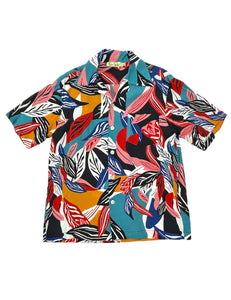 Colorful Tropical Leaves Print Men's Sonny Button Up Shirt