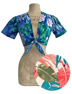 PREORDER - Scout 1940s Miami Tropics Print Linen Daisy Crop Top