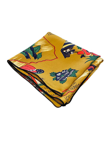 Mustard Yellow California Print Square Hair & Neck Scarf - 24x24"