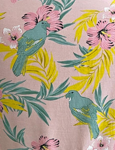 Powder Pink Parrot Print Retro Mai Tai Dress