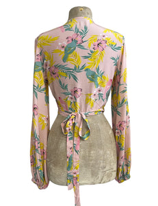 Soft Pink Parrot Print Babaloo Wrap Top