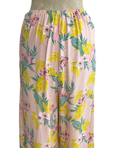 Soft Pink Parrot Print High Waist Palazzo Pants