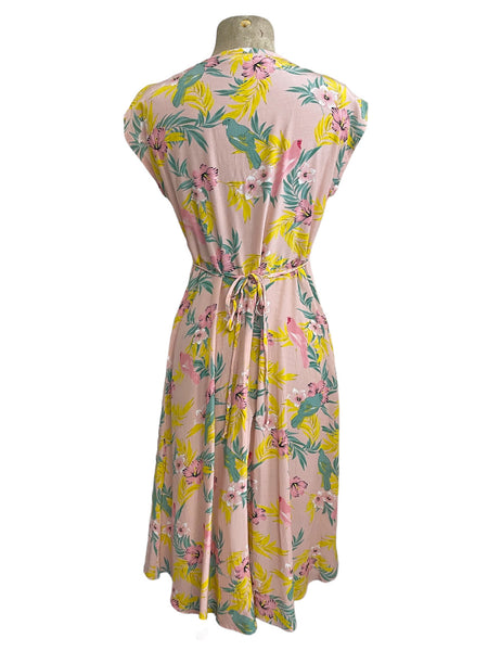 Pink Parrot Print Retro Jitterbug Dress